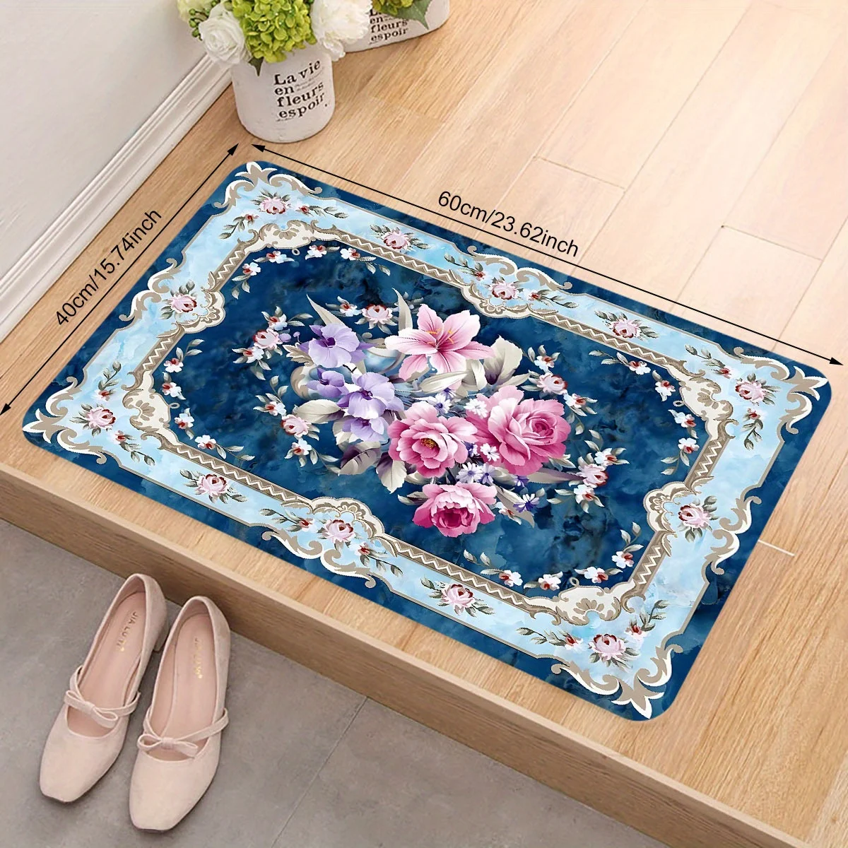 Vintage Flower Bohemian Style Soft Carpet Bathroom Non-silp Doormat Suitable for Livingroom Entrance Decorative Accessories Pads