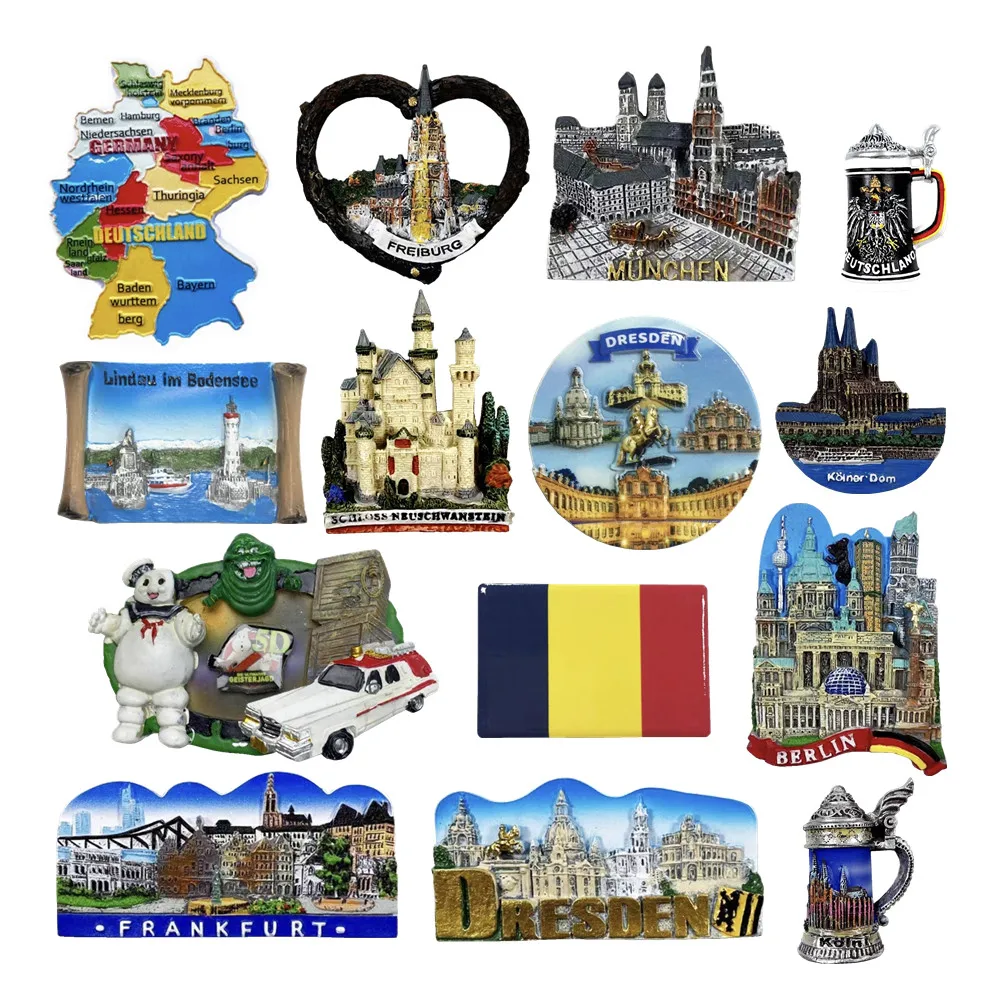 Europe Germany Freiburg Dresden Frankfurt Munchfn Berlin Etc. Resin 3D Fridge Magnets Tourism Souvenir Refrigerator Sticker