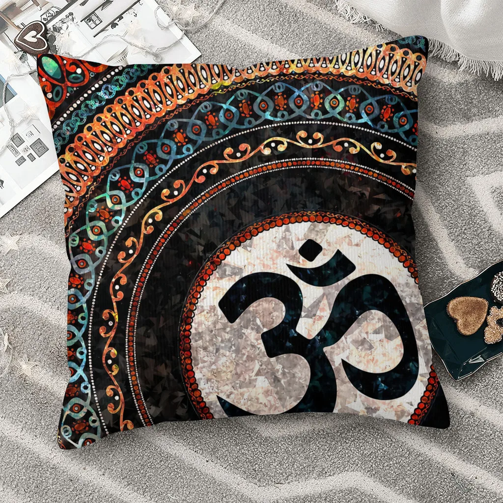 

Art Design Mandala Polyester Cushion Cover For Home Office Decorative Reusable Hug Pillowcase