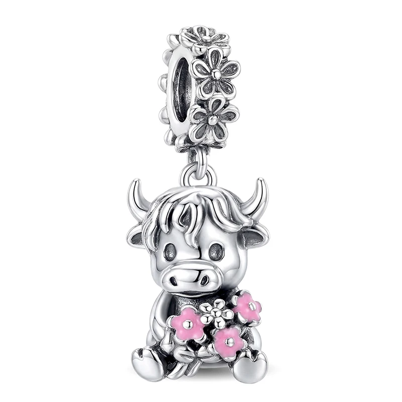 925 Silver Plated Fashion Fun Highland Cattle Animal Series 