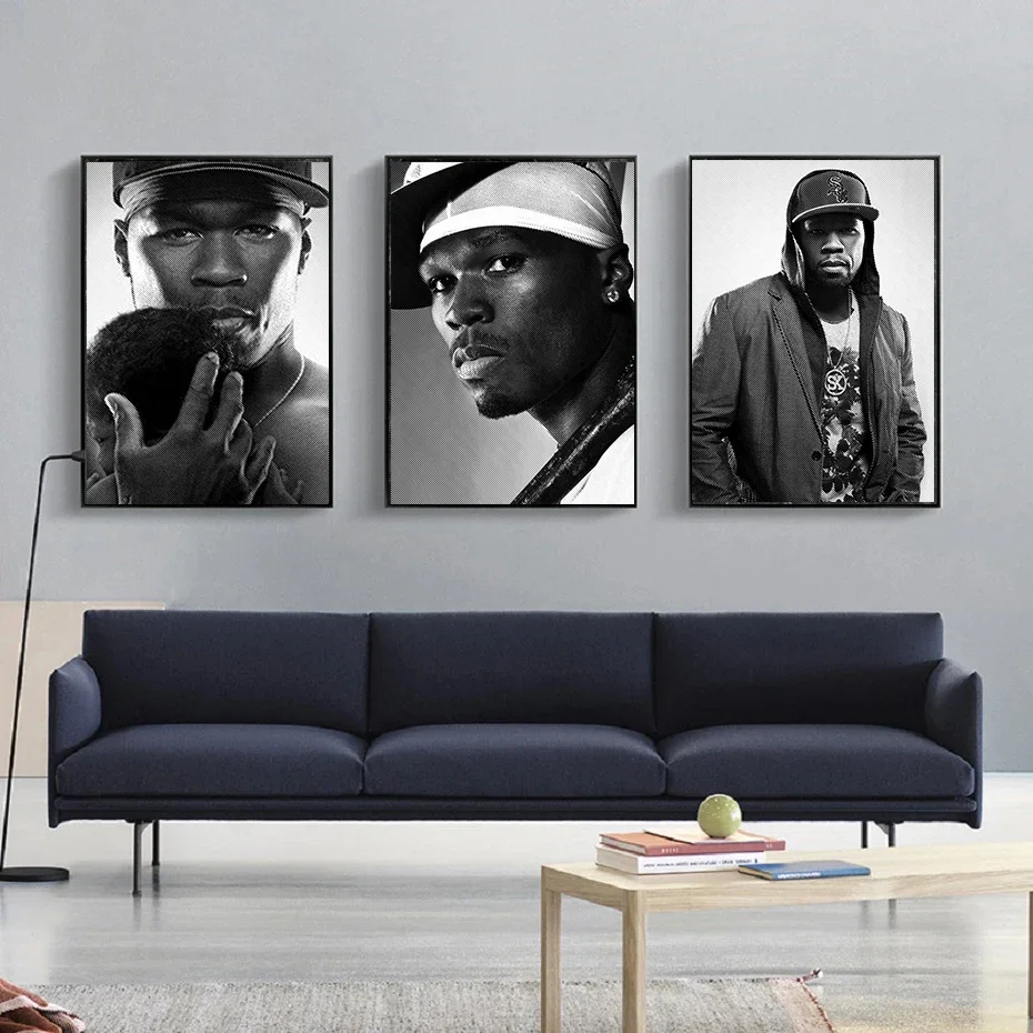 American Hip Hop Rap Musician 50 Cent Singer Portrait Wall Art, HD Canvas Print Poster, Home, Living Room, Room Decoration