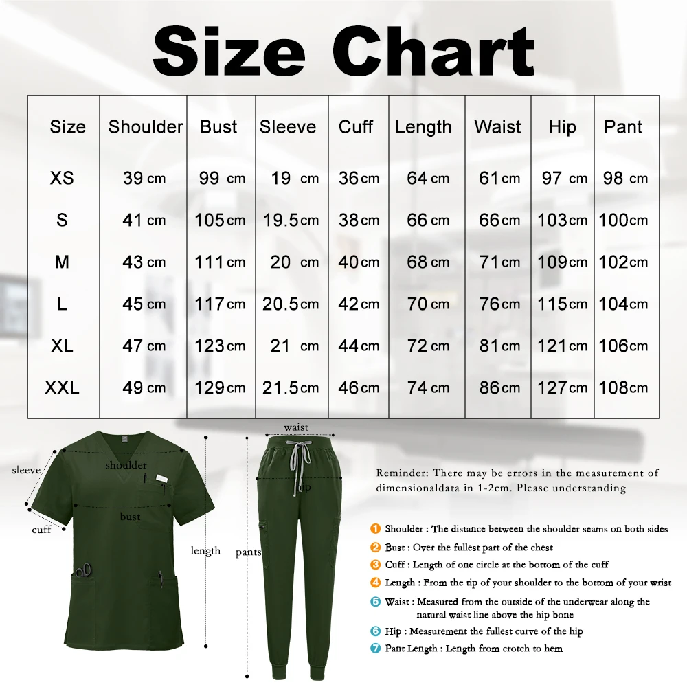Multicolour Nurses Nursing Uniforms Short Sleeve V-neck Top Pants Sets Hospital Scrubs Medical Clinical Beauty Spa Salon Clothes