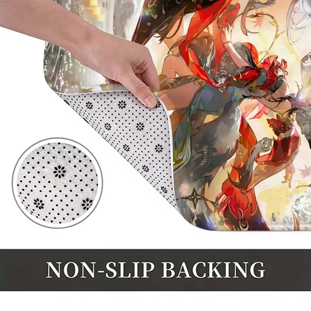 H-Hsin Game WuWa Home Decor Short Plush Floor Mat, Non-Slip & Easy to Clean for Multi Doorways
