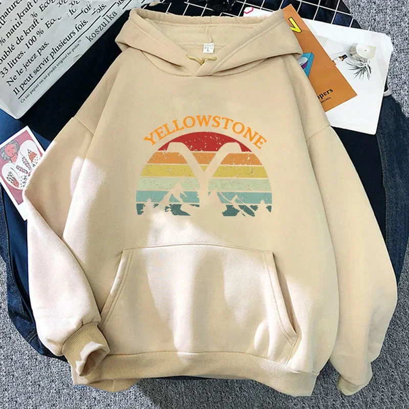 Men Women Fashion Yellowstone Dutton Ranch Print Hooded Fleece Hip Hop Unisex Autumn Winter Warm Long Sleeve Harajuku Sportswear