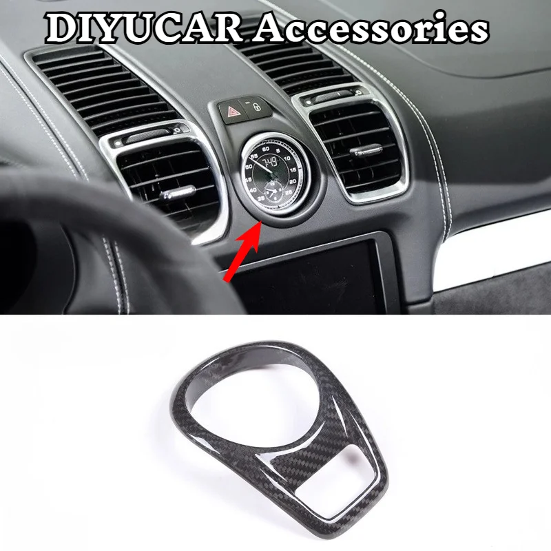

For Porsche Boxster Cayman 2014-2015 Real Carbon Fiber Car Central Control Clock Cover Trim Interior Accessories