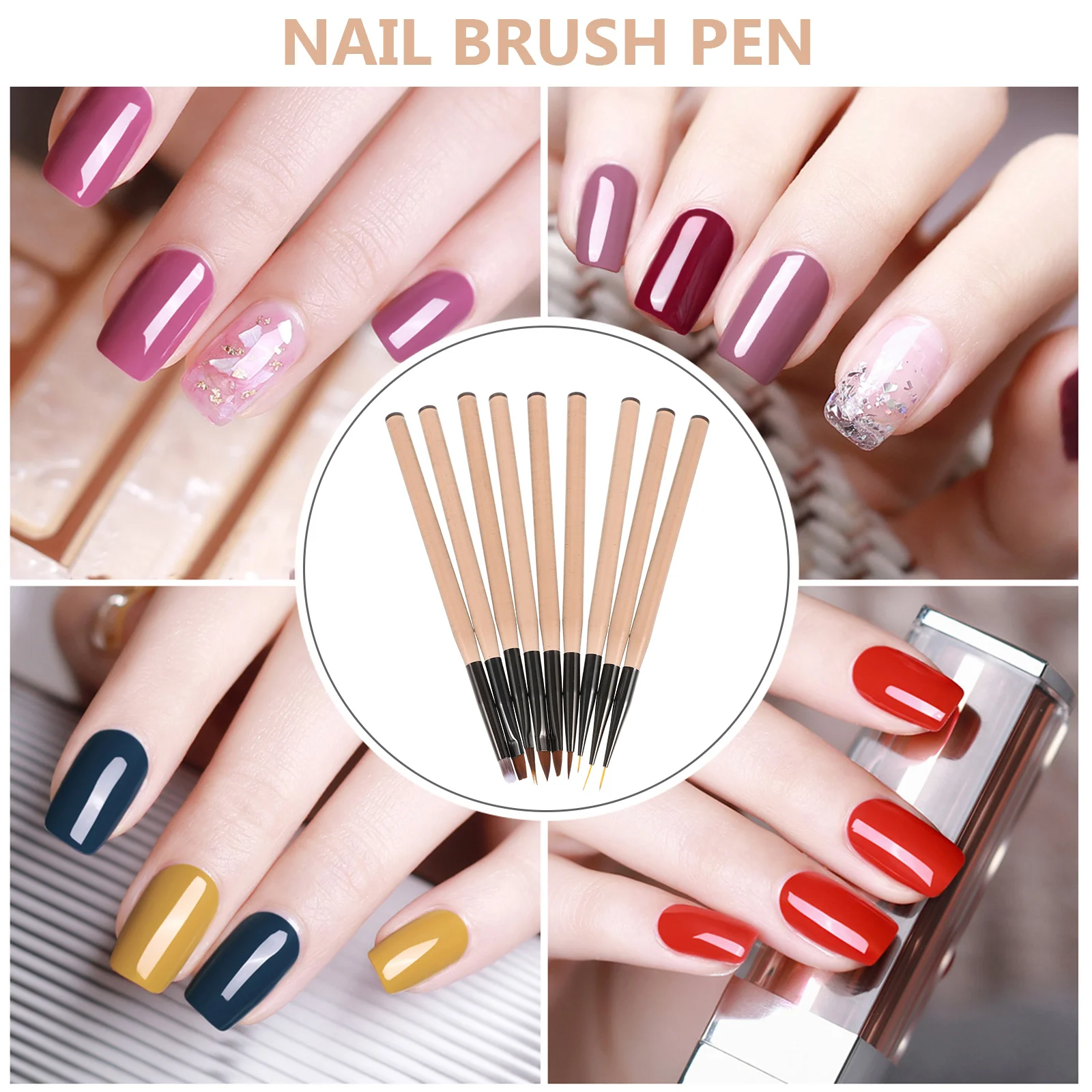 

9 шт., набор ручек для дизайна ногтей, прочные кисти-лайнеры для точного маникюра, инструменты для дизайна ногтей, принадлежности, кисти для лака для ногтей