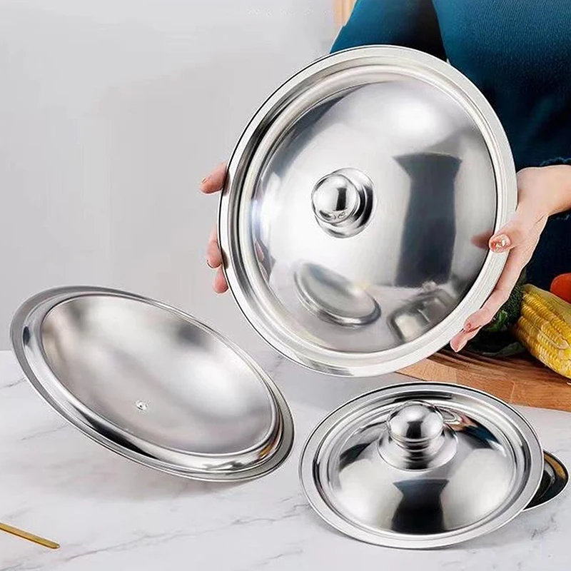 10-32Cm Stainless Steel Round Pot Lid Universal Replacement Frying Pan Cover Smooth Edge Dishwasher Safe For Skillet Wok Pot