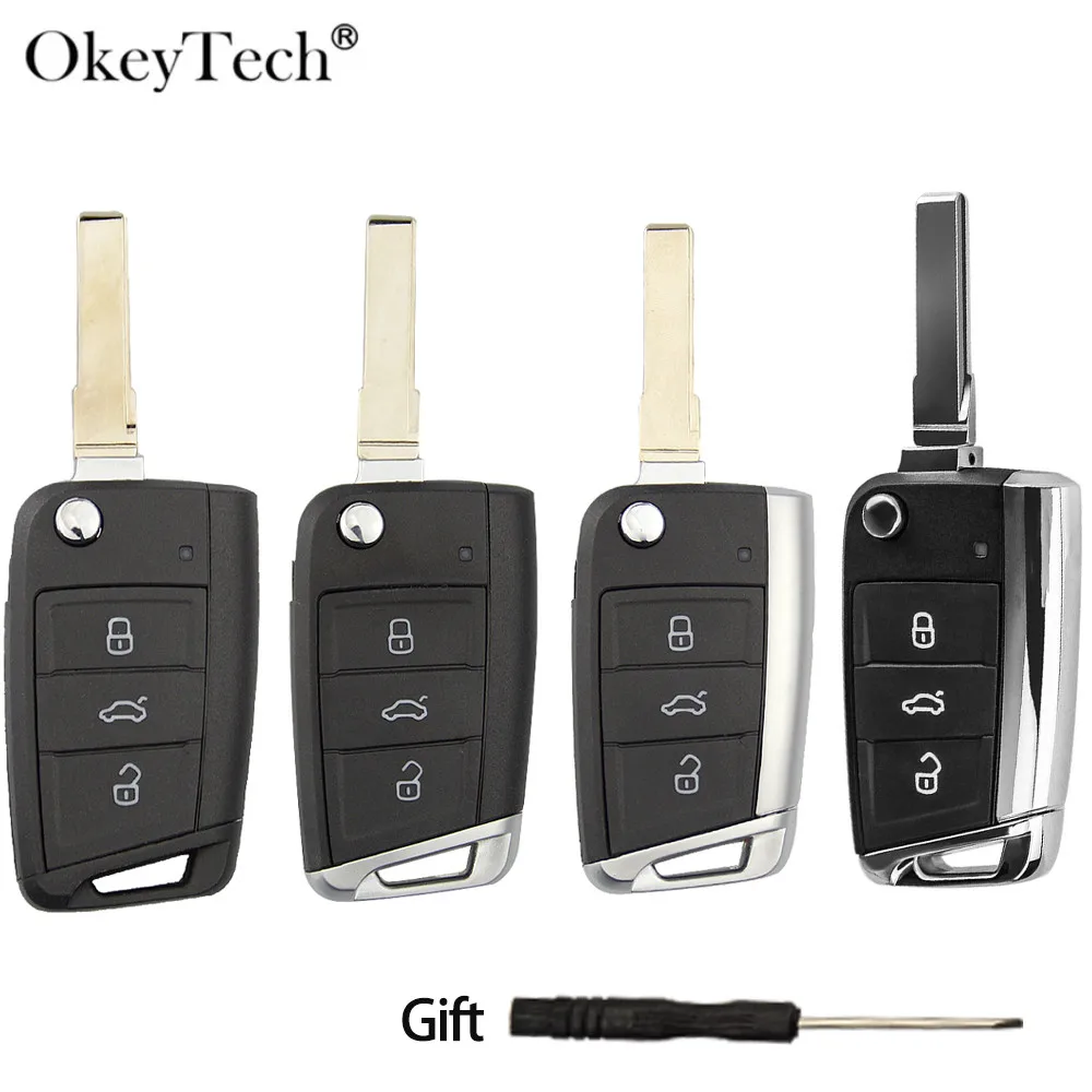 

Okeytech Remote Car Key Shell Fob For VW Skoda Octavia A7 VW Golf 7 MK7 Seat Leon Pas Plastics/Matt/Shinny Metal Type HU66 Blade