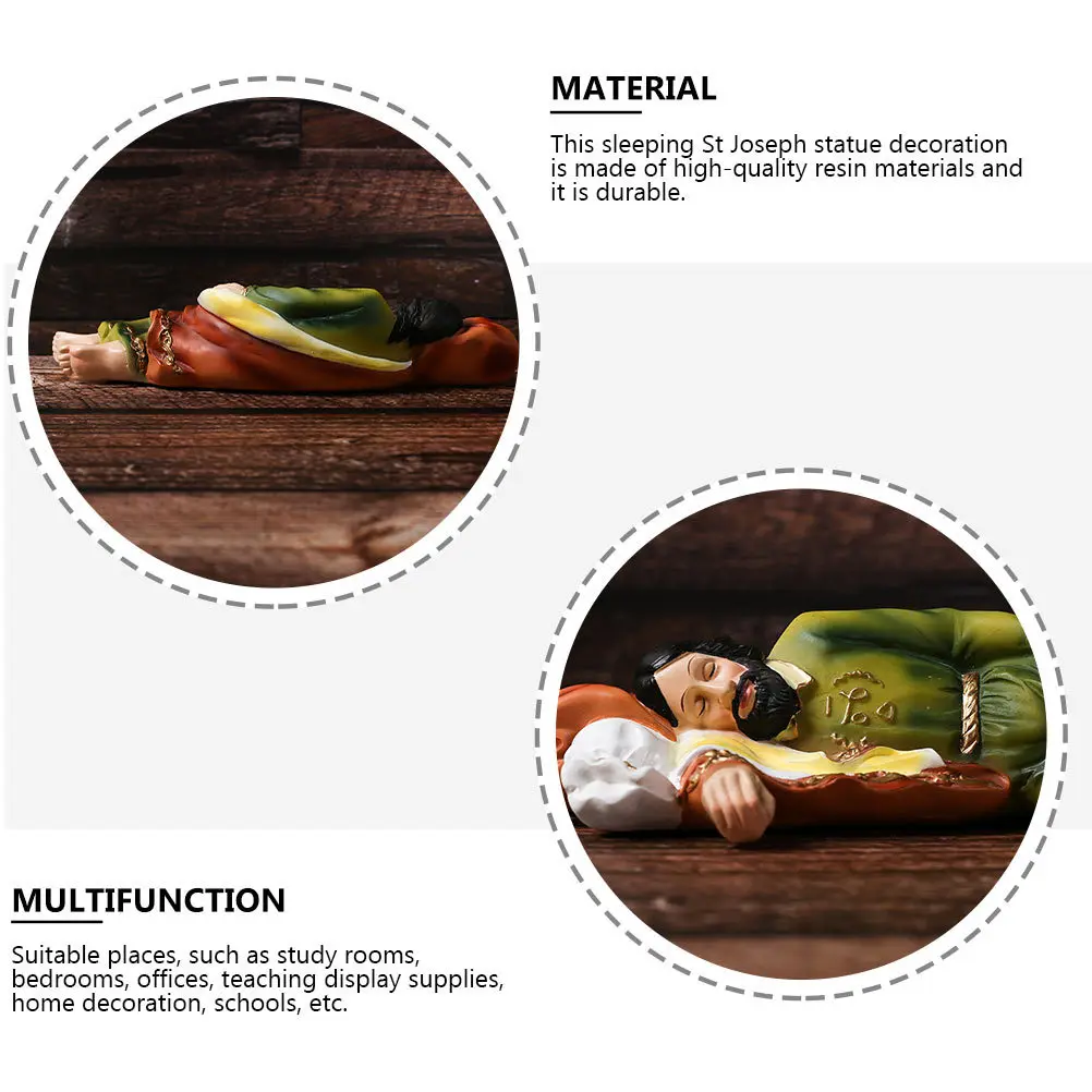 

1Pcs Sleeping Statue Hand Painted Catholic Resin Ornament for Home Study Room Office Church Decoration Religious Gift