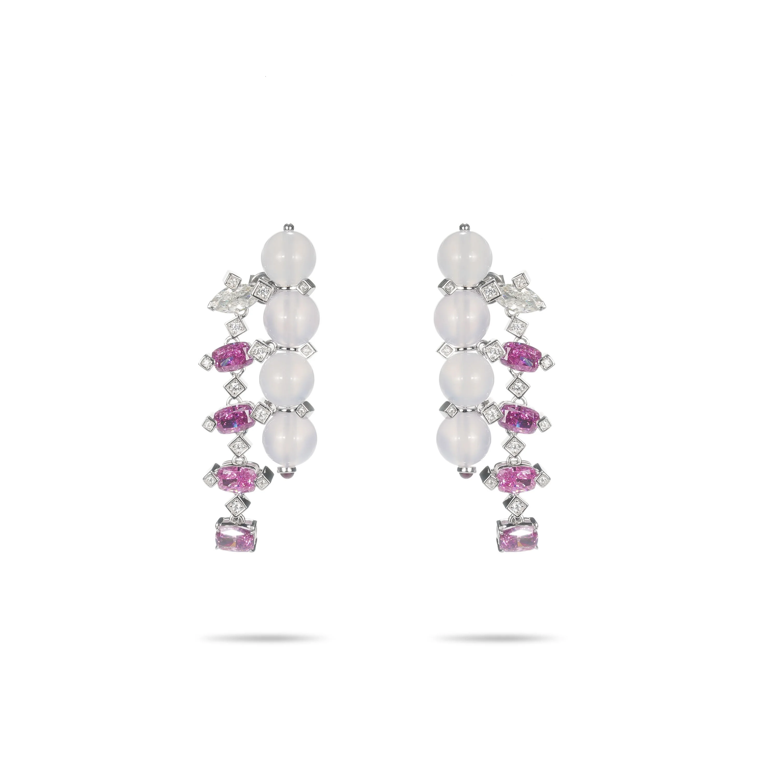 

ZOCA Luxury Women Party CZ Stone 925 Sterling Silver Unique Jewelry Drop Purple Long Dangle Cubic Zirconia Earrings