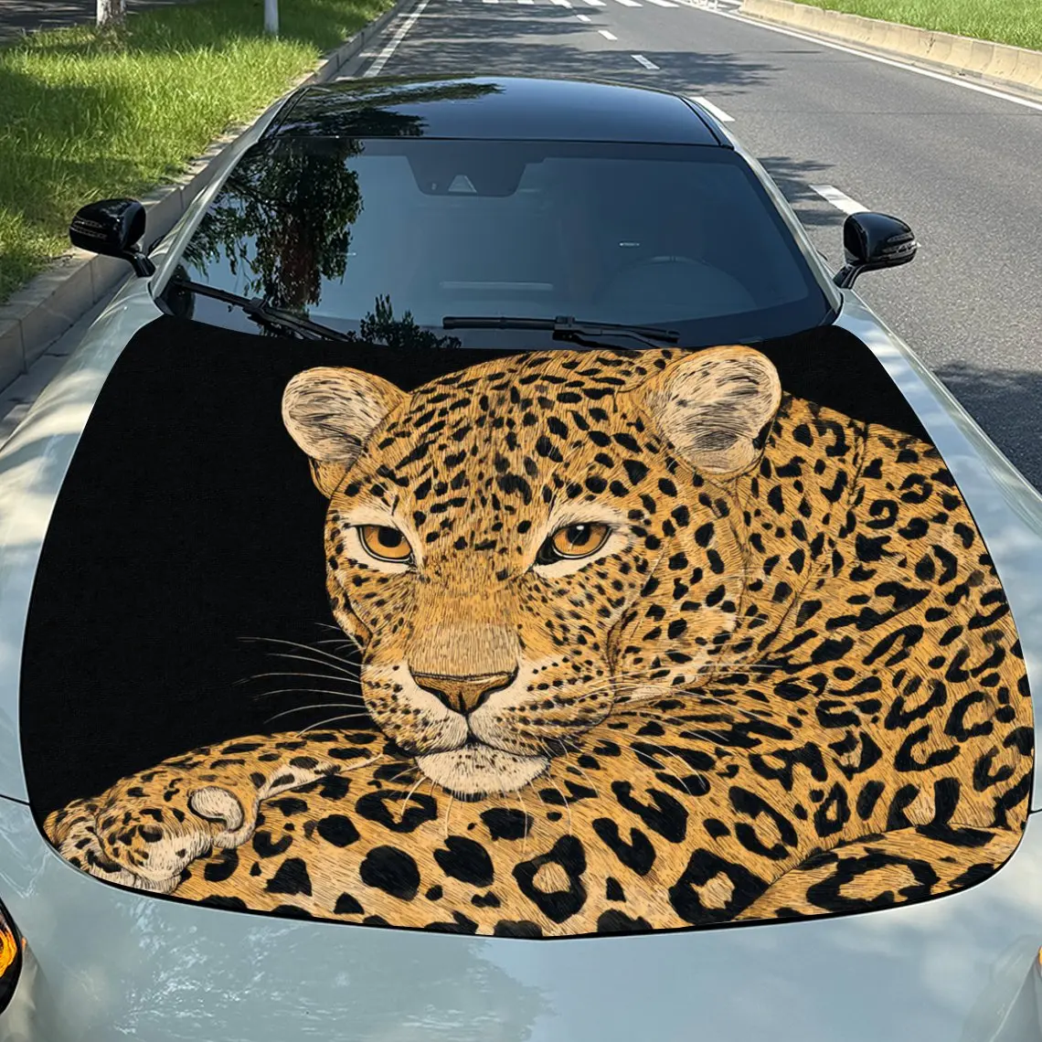 

Car Decals Realistic Leopard Portrait Car Hood Sticker, Waterproof Self - Adhesive Vinyl Graphics Decals, Decorative Protective