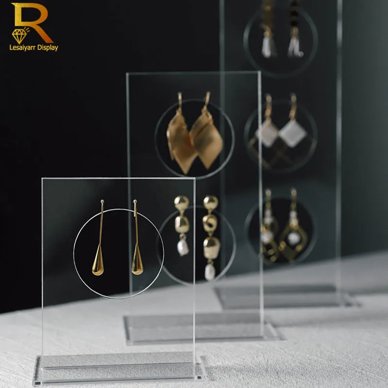 Simple Clear Acrylic Jewelry Display Drop Earrings Stand Vertical Holder Ear Studs Piercings Stoarge Show Rack Photography Props