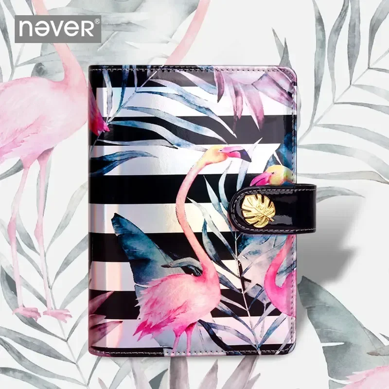 New New Yiwi Never Flamingo A6 Waterproof PU Leather Notebook Binder Planner With Filler Pages