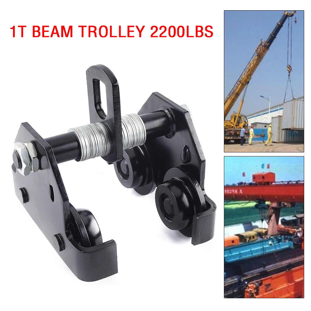 1 Ton Push Beam Manual Trolley Garage Hoist For I Beam Gantry Crane Hoist Winch Shop Black