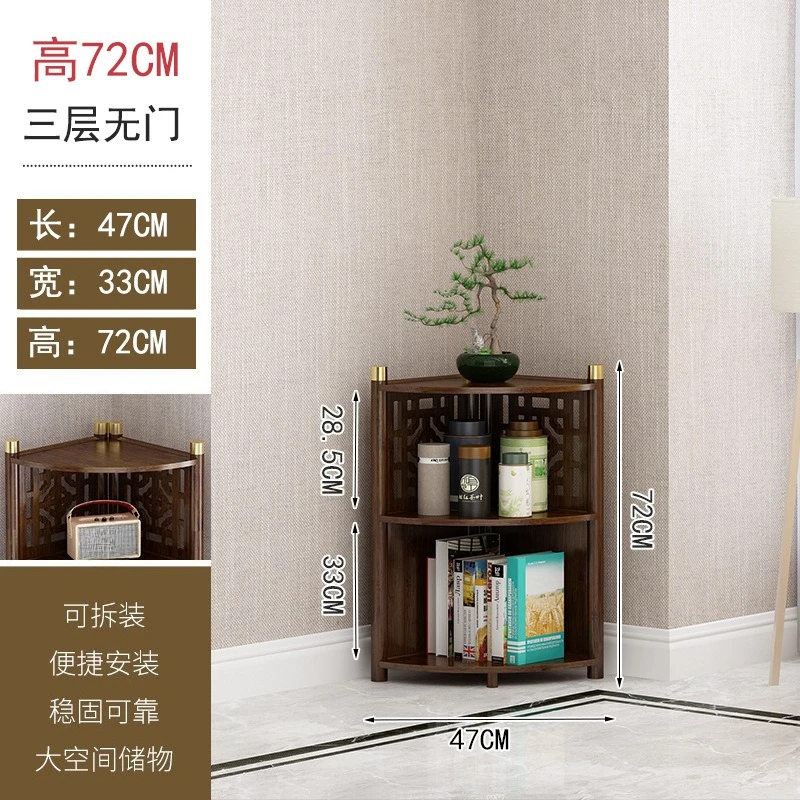 New Chinese-style corner drop rack, multi-layer corner side cabinet, floor-to-ceiling solid wood living room storage
