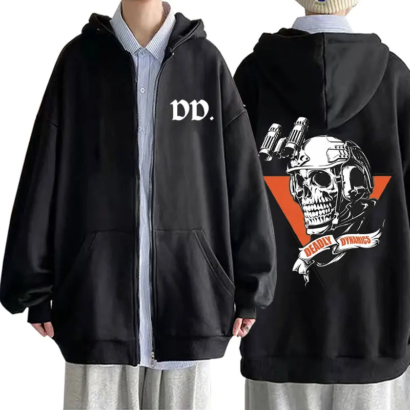 

Fog Forward Observations Group Deadly Dynamics Zipper Hoodie Male Vintage Casual Zip Up Jacket Skeleton Print Zip Up Sweatshirt