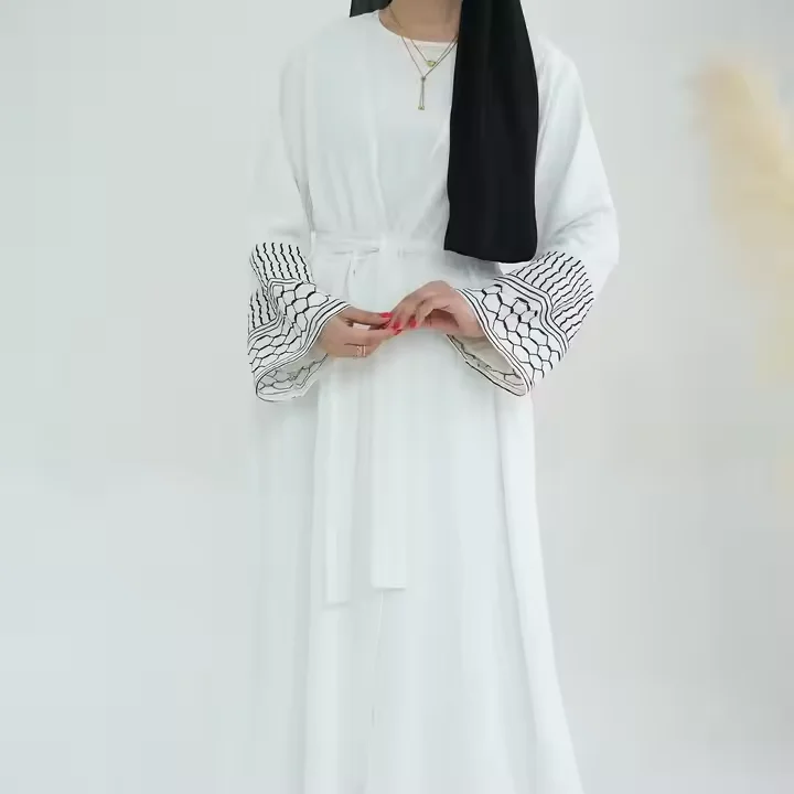 

Ramadan Embroidery Open Abaya Islamic Clothing Kimono Eid Muslim Hijab Long Dress Dubai Turkey Modest Outfit Kaftan(No Scarf)