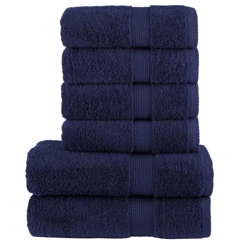 6-Piece Navy Blue Premium Towel Set - SOLUND, 600 GSM Ultra-Soft & Absorbent