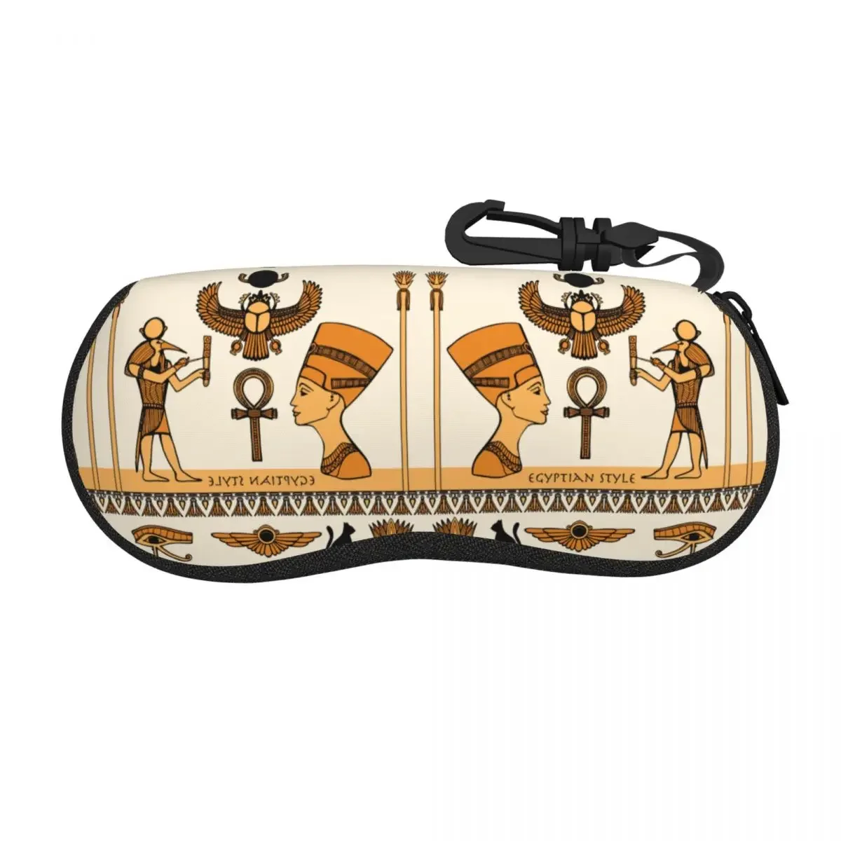 Custom Egyptian Pharaoh Cleopatra Hieroglyphic Shell Eyeglasses Protector Cases Cool Sunglass Case Ancient Egypt Glasses Pouch