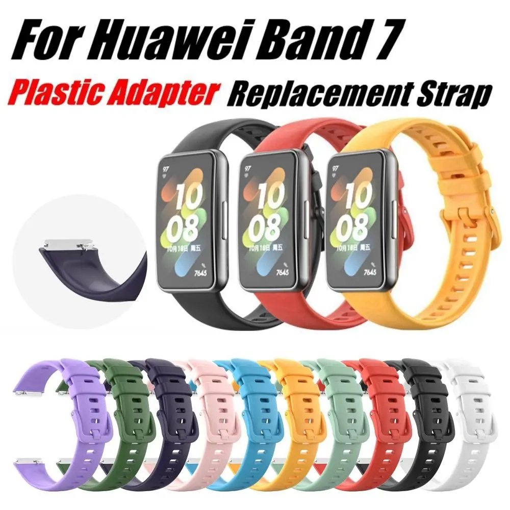 Portable Silicone Watch Strap Replacement Breathable Bracelet Plastic Adapter Smart Watch Watchband for Huawei Band 7