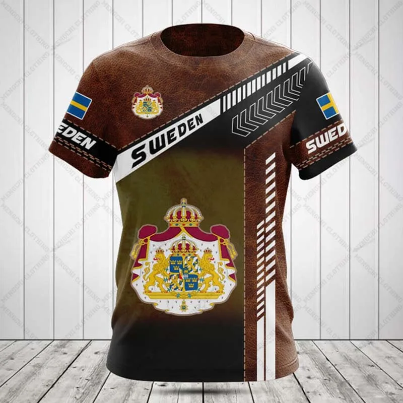 Personalized Summer Casual Sweden Flag Graphic T-shirts Loose Oversized Men's Fashion 3D Printed Jersey Short Sleeve Pullover