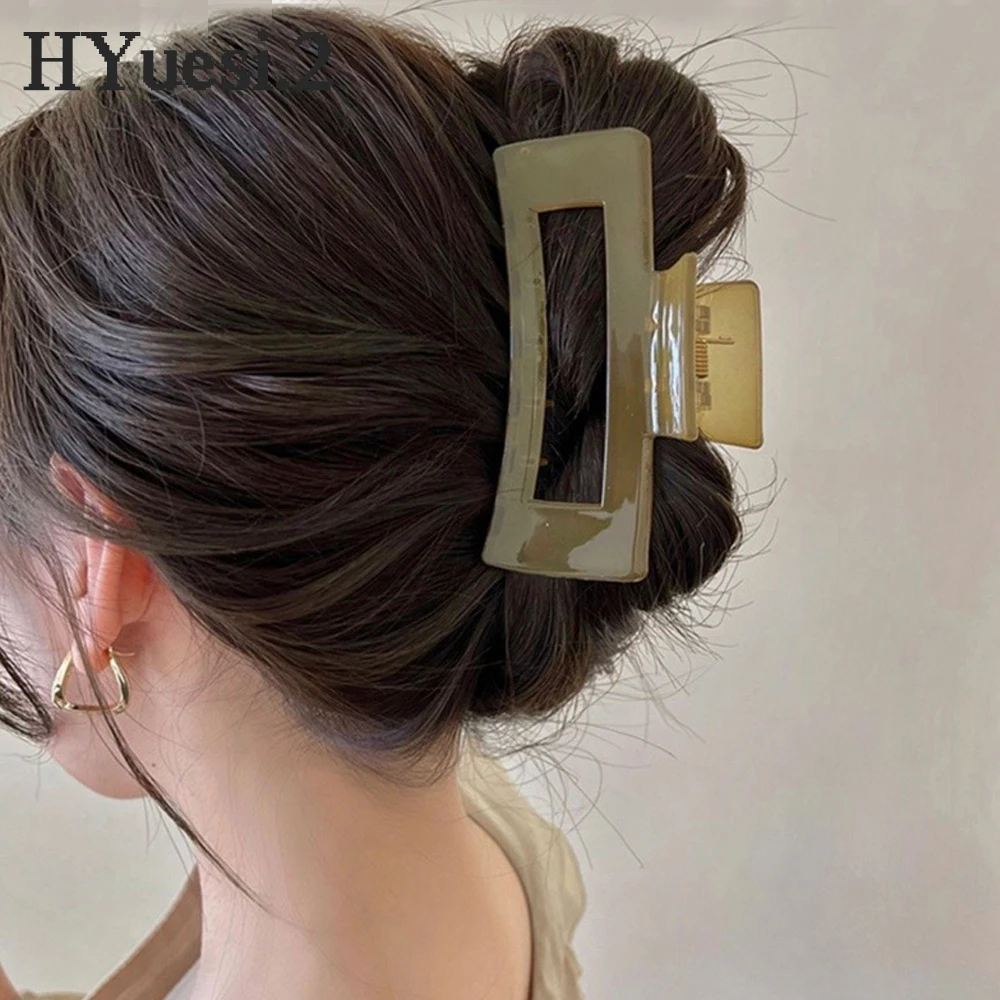 Pinzas para el pelo de tiburón cruzado de gelatina grande para mujer y niña, pinzas para el cabello geométricas transparentes de plástico, garras de