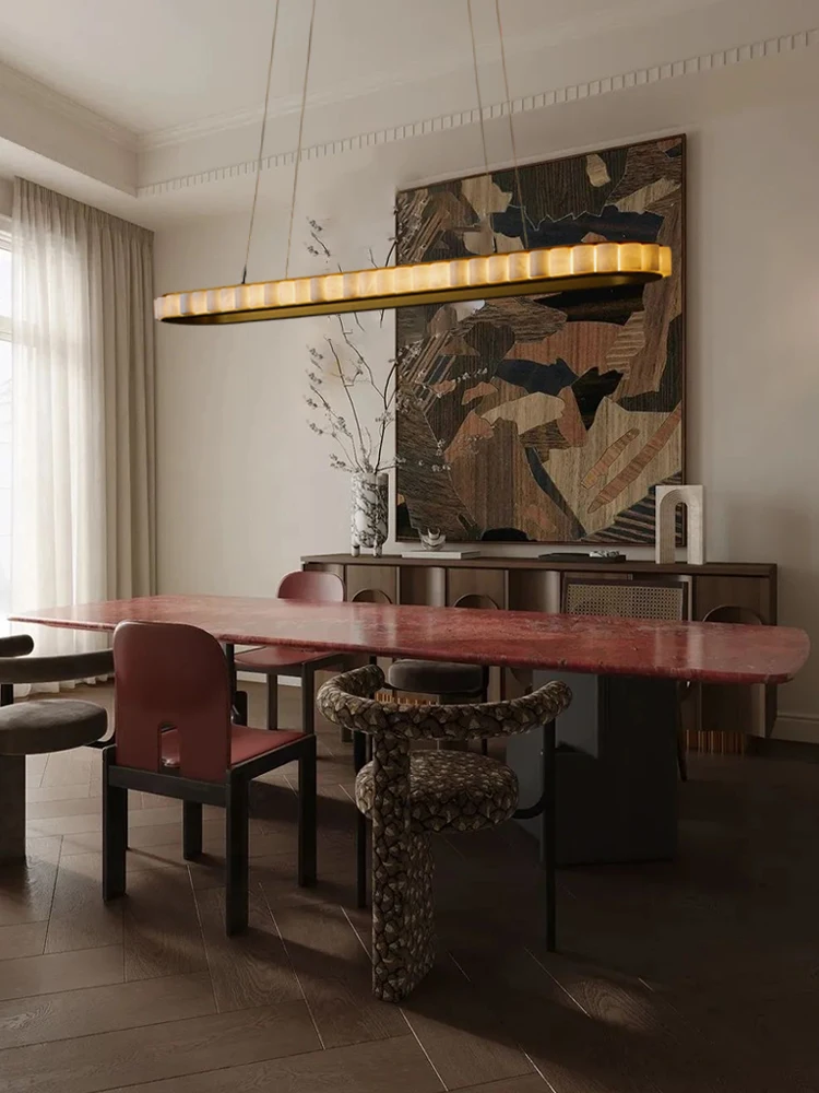 2026 Trendy Marble Pieces Oval Round Dimmable LED Hanging Lamps Lustre.Pendant Lamp.Pendant Light For Dinning Room