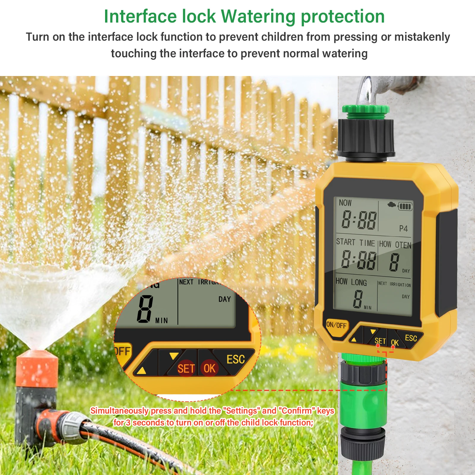 YIERYI Water Timer Irrigation Controller Smart Garden Sprinkler System Digital Hose Timer Waterproof Auto Drip Irrigation Timer