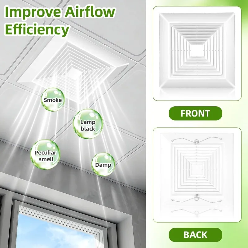 AC23-Bathroom Exhaust Fan Cover With Spring 28X28cm, Ceiling/Wall Mounted Grille,Fan Covers, Air Diffuser Ventilation Hood