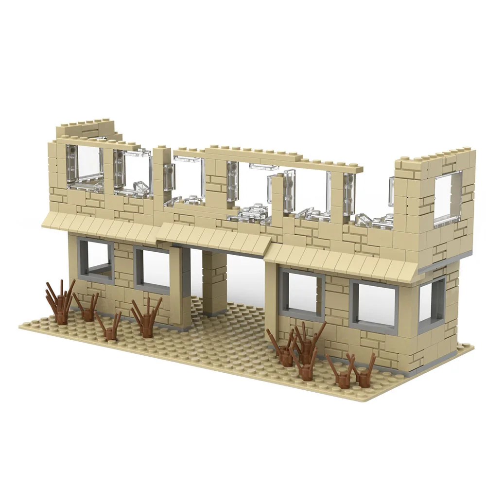 MOC WW2 Military Ruined Base Building Block Ruined Fortress Bunker Army Training Construction Bricks Toys for Boys Gifts