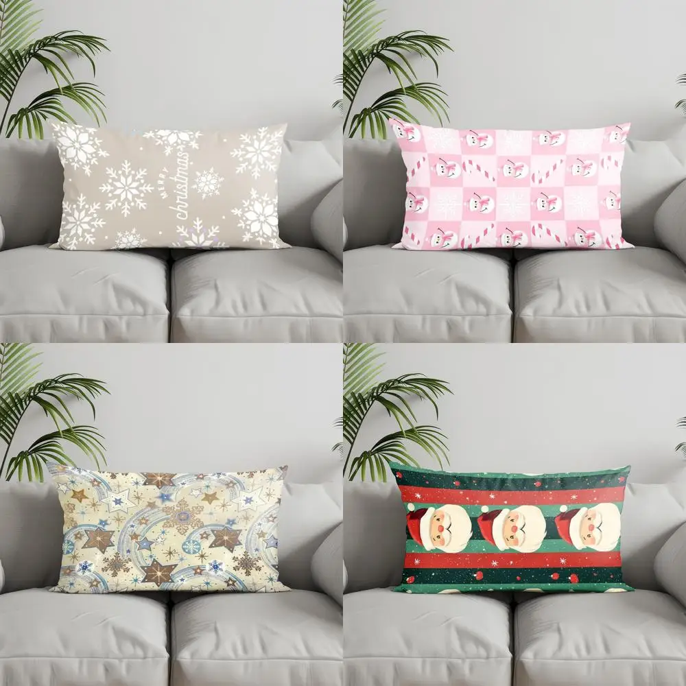 Home Decor Merry Christmas Snowflake Pillow Suitable For Sofa Bedroom Car Pillow Cover Cushion Rectangular Back Cushion