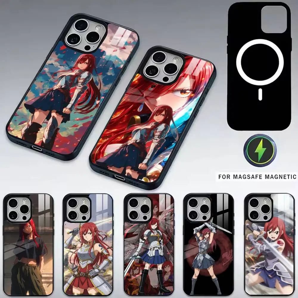 

Anime Fairy Tail E-Erza Phone Case For iPhone17,16,15,14,13,12,11 Plus,Pro Magnetic with Magsafe Wireless Charging
