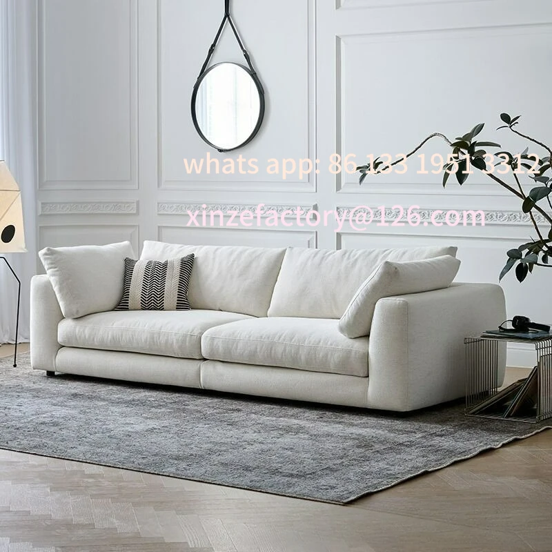 

Customizable small apartment living room straight row removable and washable cotton and linen fabric sofa