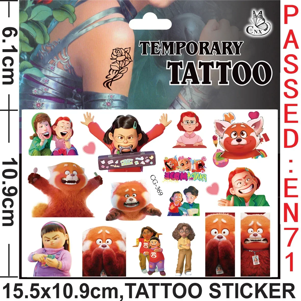 Turning Red Tattoo Stickers Temporary Tattoos for Kids Birthday Party Supplies Favors Cute Tattoos Stickers Decoration