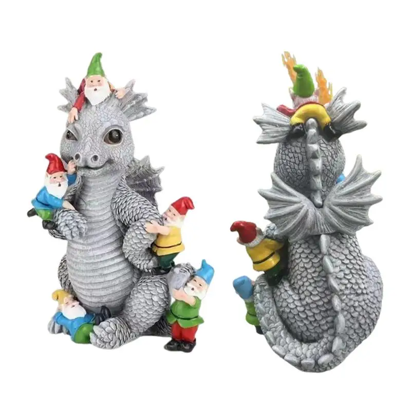 

Resin Dragon Dwarf Figurine Statue Gnome Ornament Creative Animal Dragon Sculptures Indoor Outdoor home garden Decoration