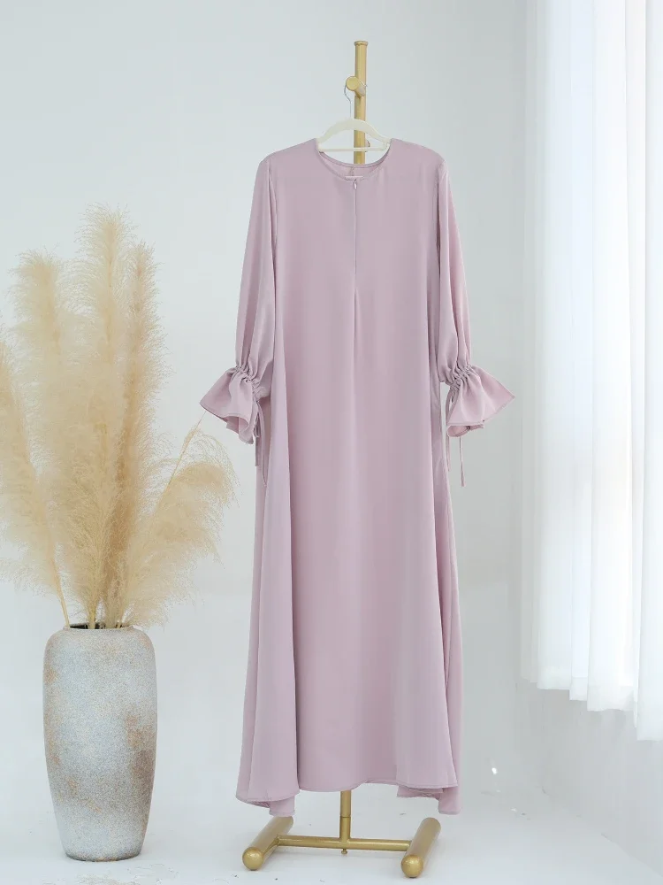 Plain Under Abaya with Zipper Flare Sleeve Islamic Clothing Muslim Khimar Hijab Inner Dress for Women Dubai Luxury Turkey Kaftan