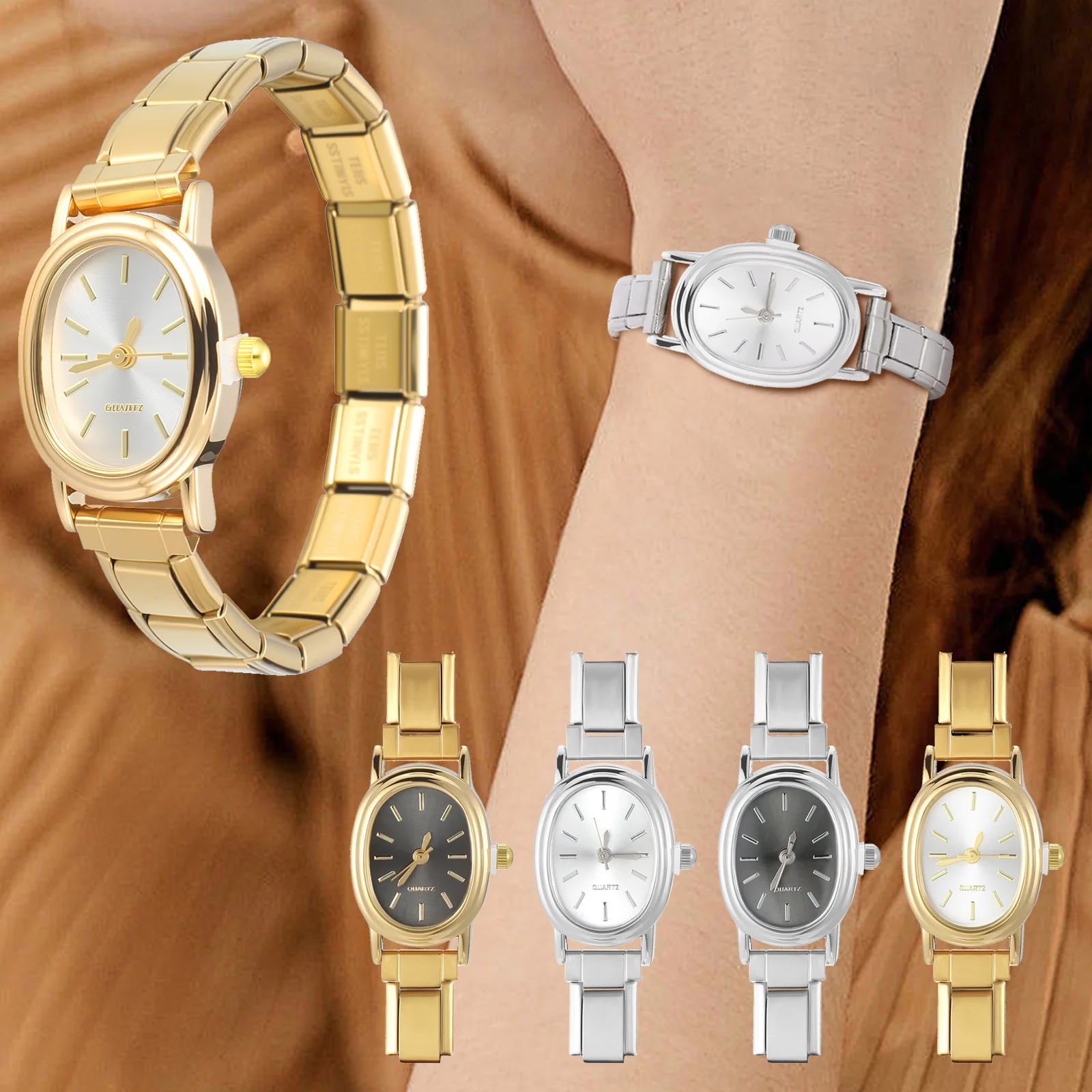 Moda feminina aço inoxidável simples relógio caber 9mm pulseira para estudante amigo esposa aniversário diy jóias presente atacado
