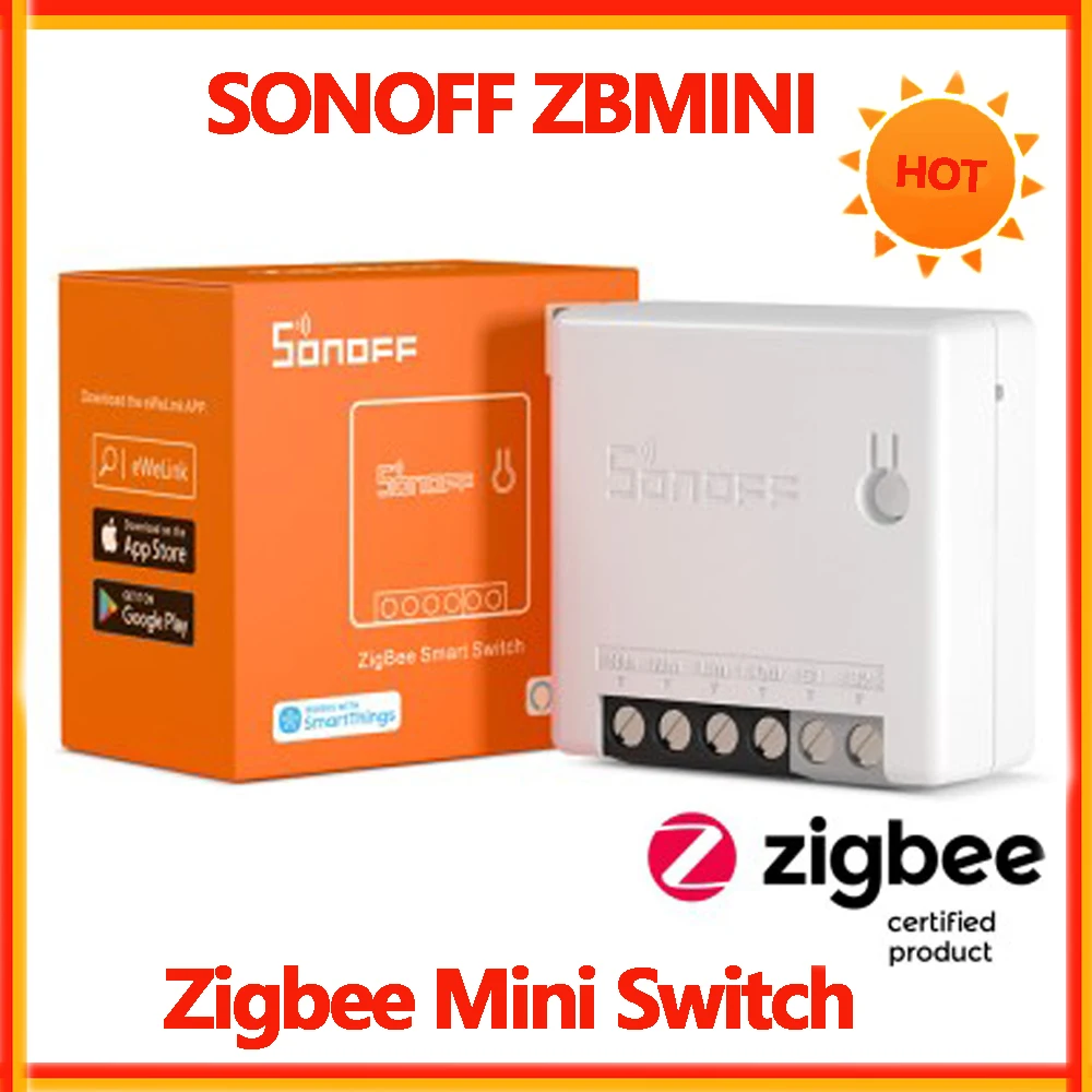 Sonoff ZBMini Zigbee Mini DIY Smart Switch Smart Home Two Way Remote Control Switch Via Ewelink APP Work with Zigbee Gateway Hub