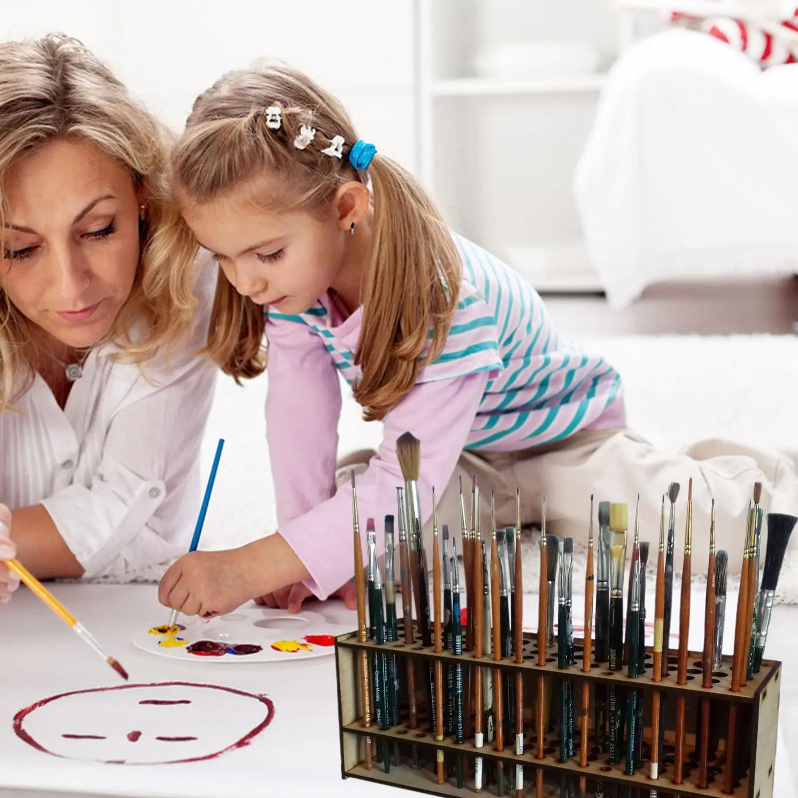 67 ثقوب حامل فرشاة الرسم فرشاة الرسم القلم تخزين حامل فرشاة الطلاء الخشبية حامل مكتب منظم الرسم الملحقات