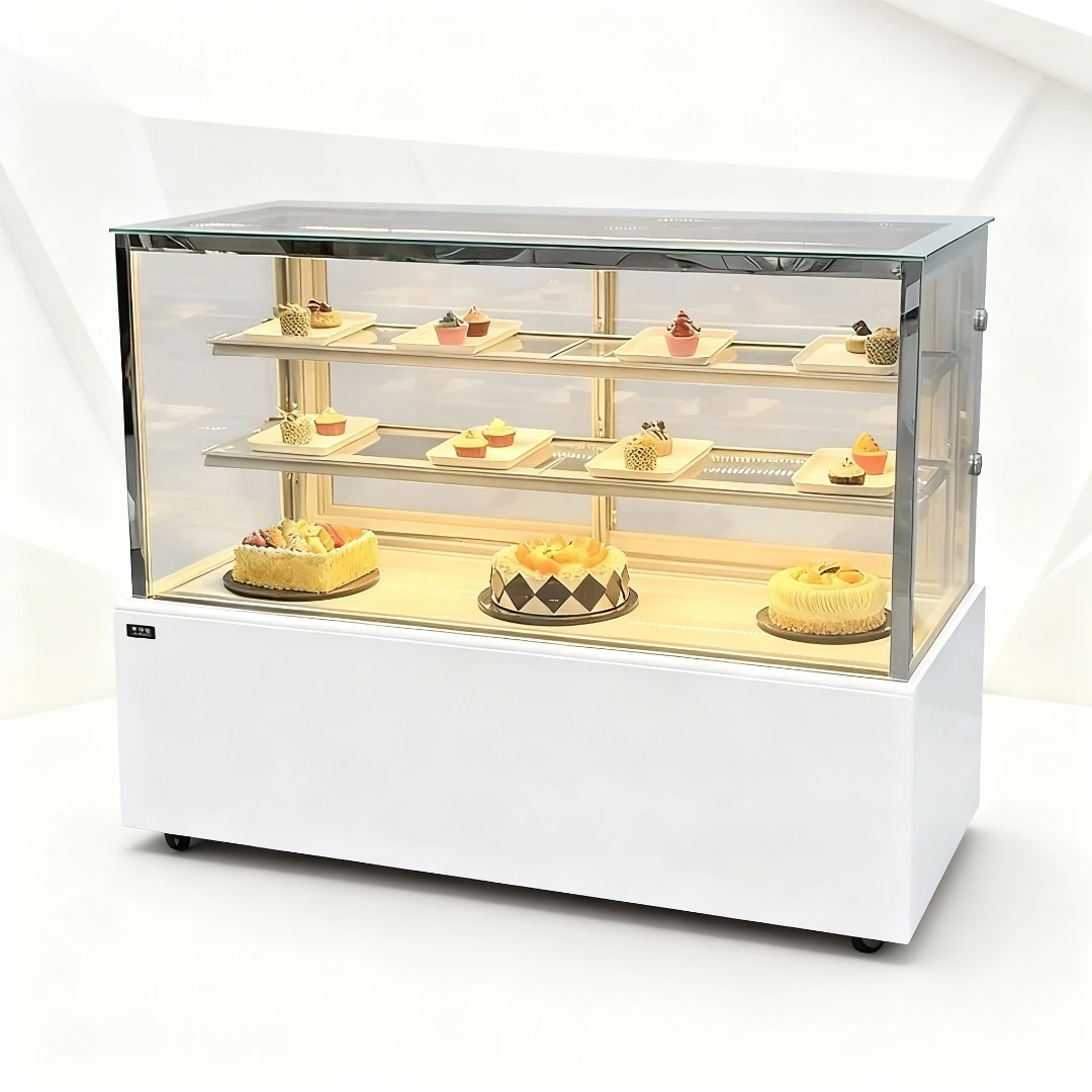 

Коммерческий двухтемпературный холодильный витринный шкаф с автоматической разморозкой, стеклянной дверцей и воздушным охлаждением для тортов, фруктов, выпечки, десертов, муссов