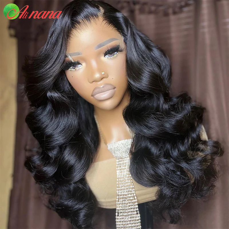 Perruque Body Wave Brésilienne Naturelle, Cheveux Humains, Brun Rousse, 13x6, Dentelle Transparente, pour Femme Africaine