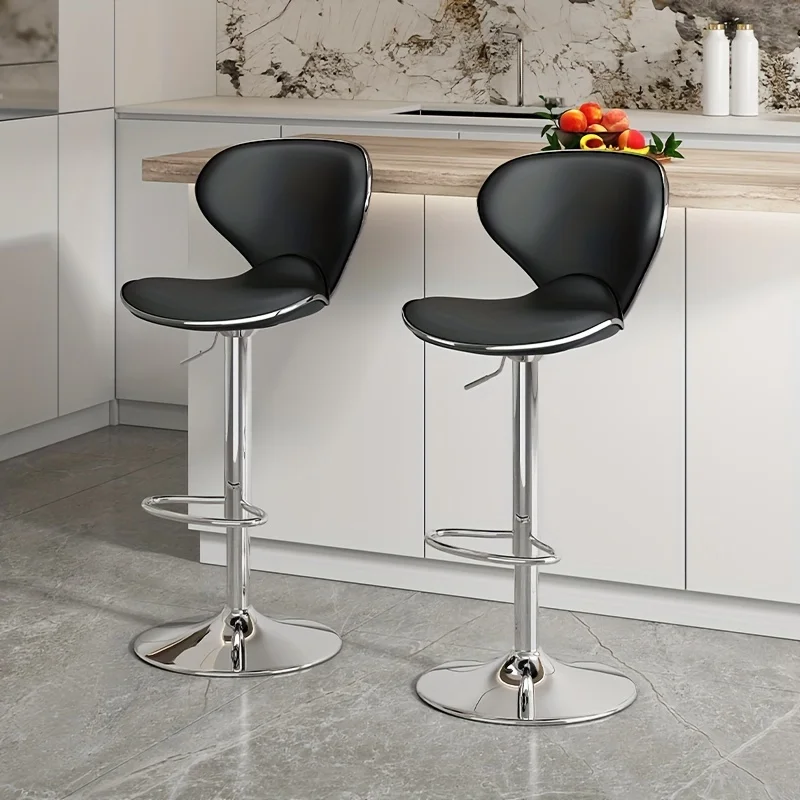 Adjustable Artistic Bar Stool with High Back - Sleek, Ergonomic Seating for Home Bars and Kitchen Islands