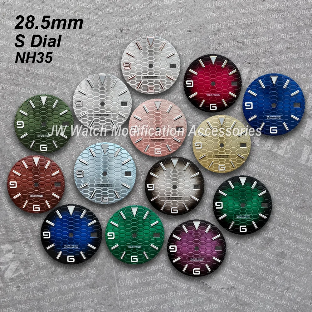28.5mm Diving S Dial For NH35/NH36 Automatic Movement Ice Blue Luminous High-Quality Mechanical Watch Modification Accessories