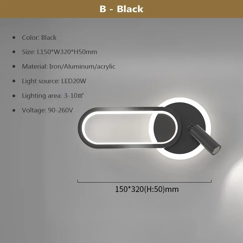 DAMIASMIL Moderne LED-Wandleuchte für Wohnzimmer, Schlafzimmer, Nachttisch, Arbeitszimmer, Treppe, Gang, minimalistische kreative Wandleuchte, Heimdekoration, Glanz 4