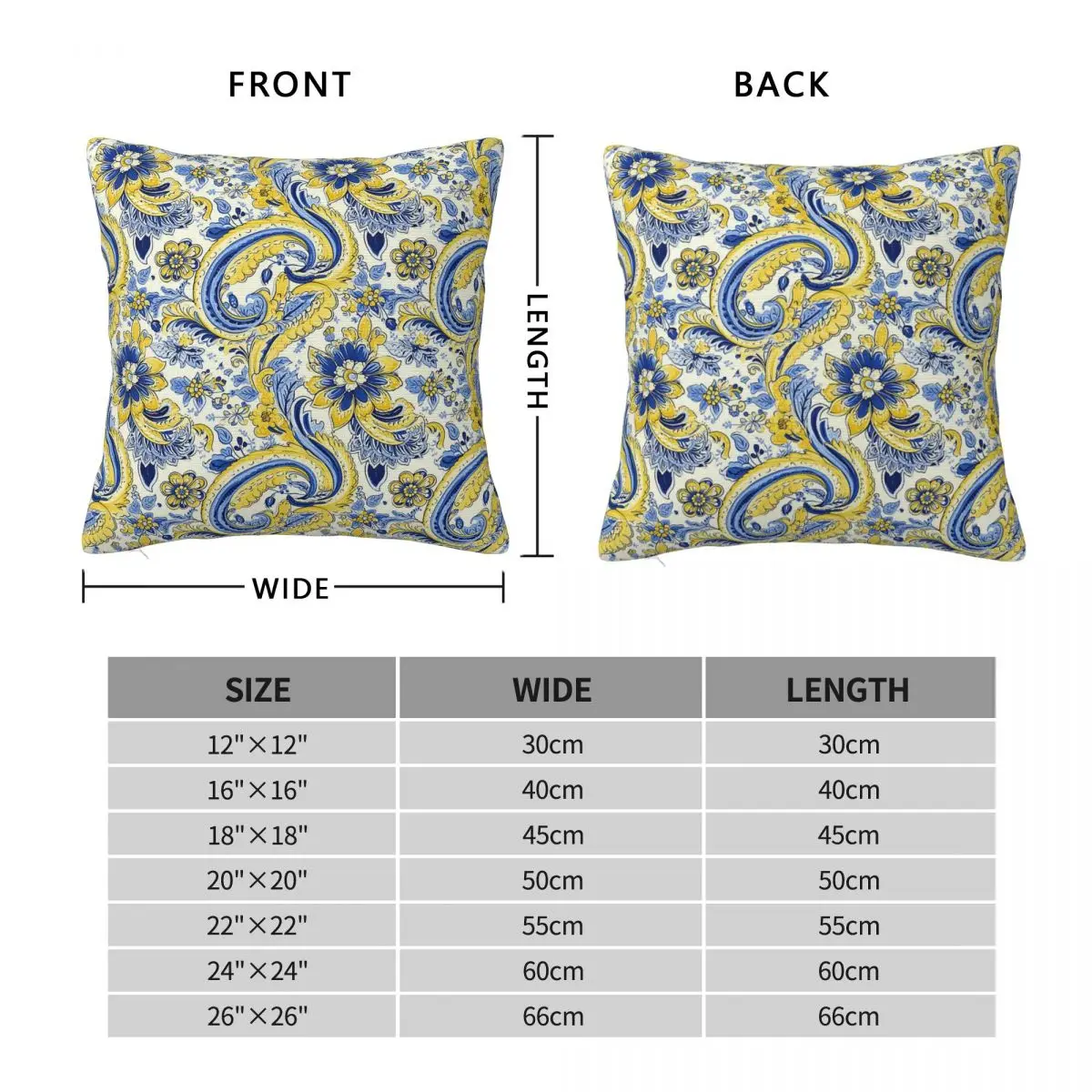 Pretty Paisleys Blue Yellow Pillowcase Polyester Linen Velvet Pattern Zip Decor Car Cushion Case
