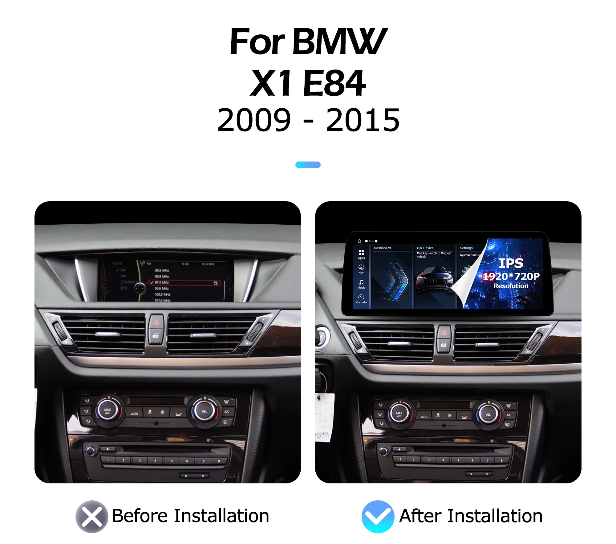 Android 15 Wireless CarPlay 12.3 inch For BMW X1 E84 2009-2015 CIC System Lntelligent Multimedia Touch Screen GPS Auto BT WIFI