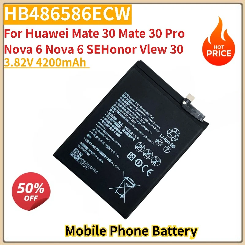 

HB486586ECW Mobile Phone Battery 3.82V 4200mAh For Huawei Mate 30 Mate 30 Pro Nova 6 Nova 6 SEHonor Vlew 30 New High Quality