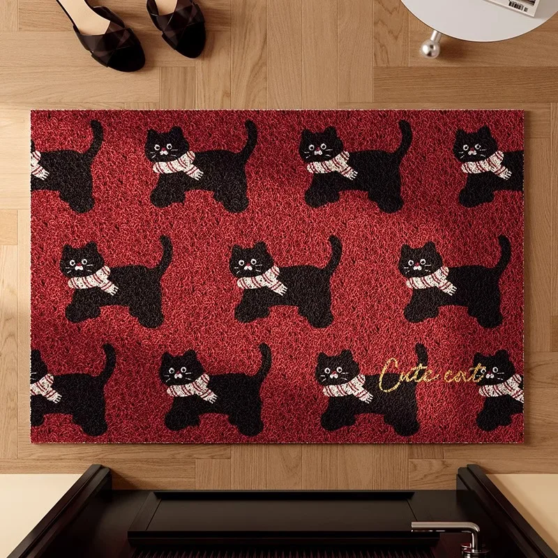 

Cartoon Cute Cat Pattern Entrance Door Mat Porch Comfortable Foot Feel Carpet Hall Dust-proof Non-slip Easy To Clean Floor Mats
