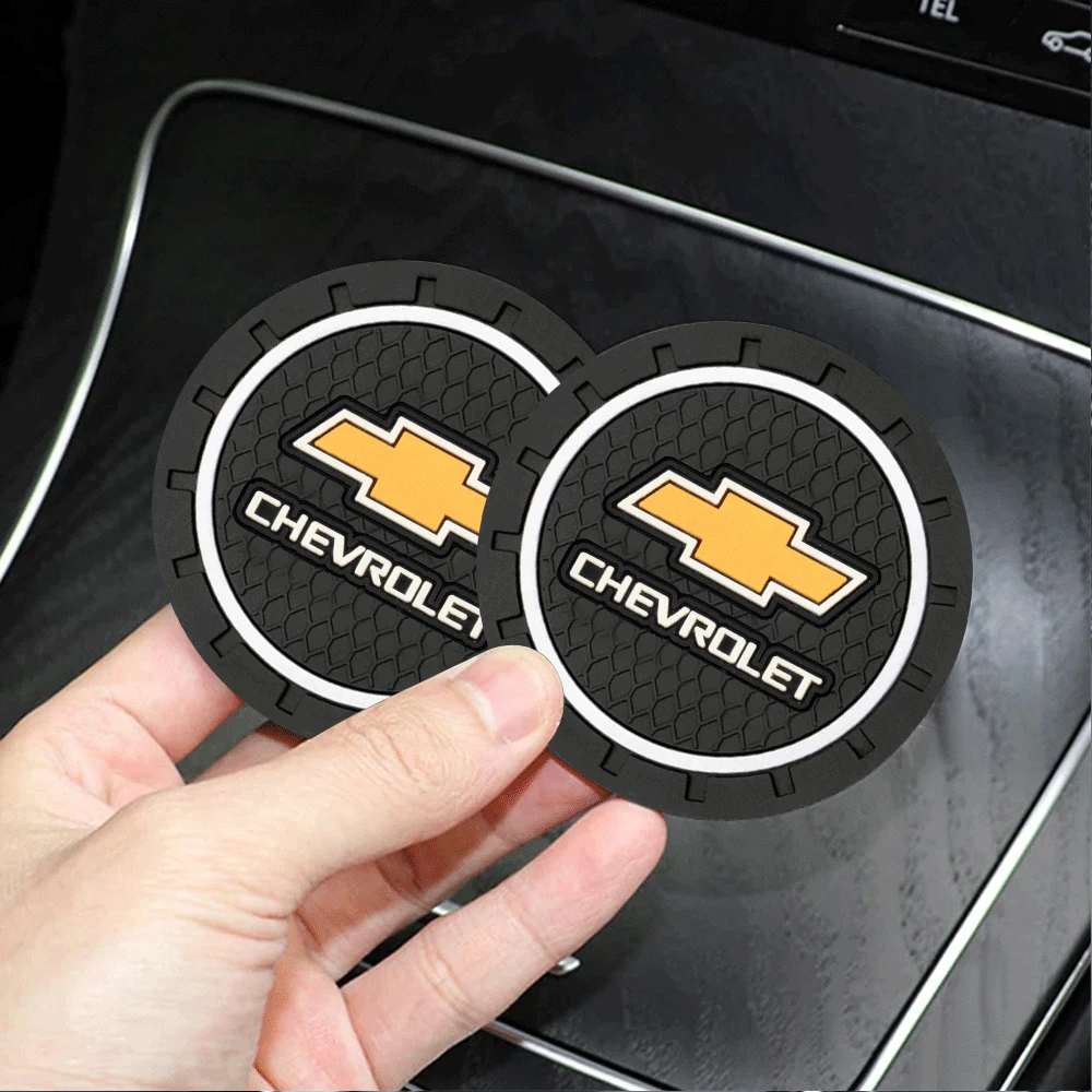 2pcs Car Cup Holder Coaster Non-Slip Pad Mat Interior Decor Accessorie For Chevrolet Cruze Captiva SS Z71 Trax Impala Sonic Spar