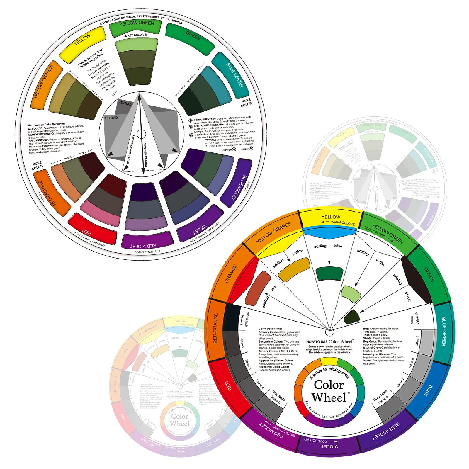 بطاقة ألوان دوارة بتصميم ثلاثي الطبقات على شكل دائرة إنجليزية مكونة من 12 لونًا من TRO لمستلزمات الوشم للمكياج الدائم #1